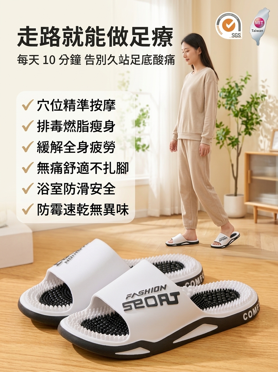 【男女同款】穴位足療按摩涼拖