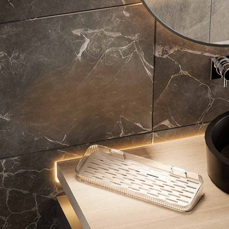 衛浴透明壁掛式置物架