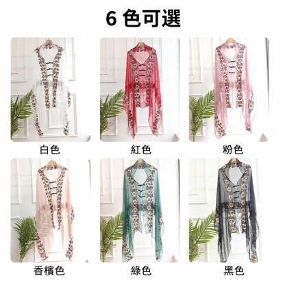 新款春夏琉璃紗刺繡防曬絲巾外搭披肩