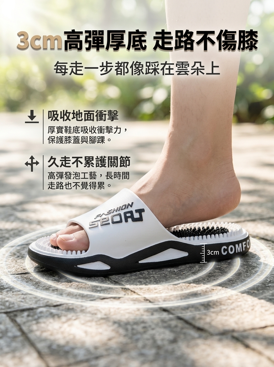 【男女同款】穴位足療按摩涼拖