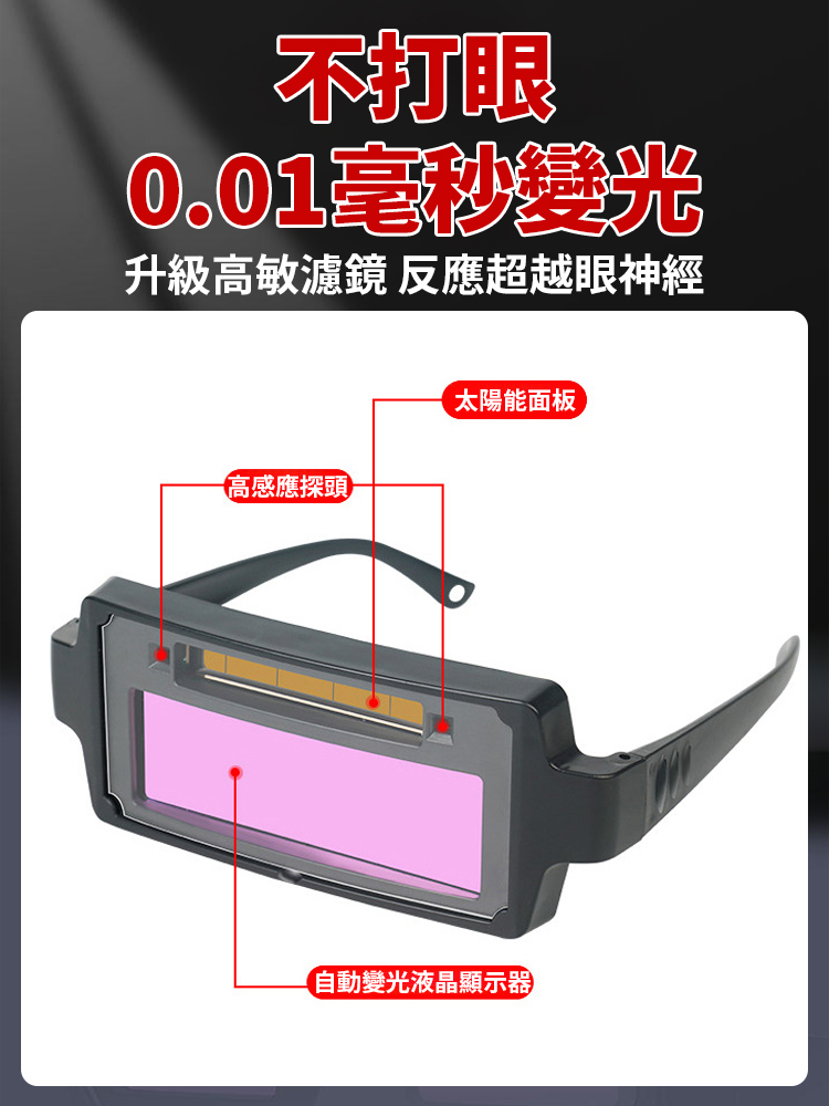【0.01毫秒變光】自動變光電焊保護鏡
