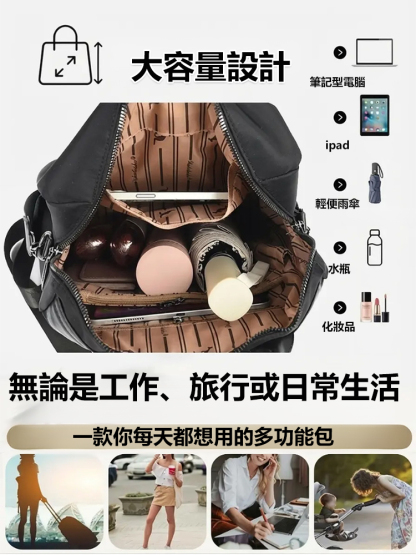 多背法牛津布加厚雙肩包（可套拉桿箱）