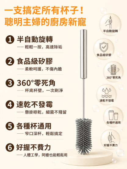 不鏽鋼按壓式旋轉瓶刷