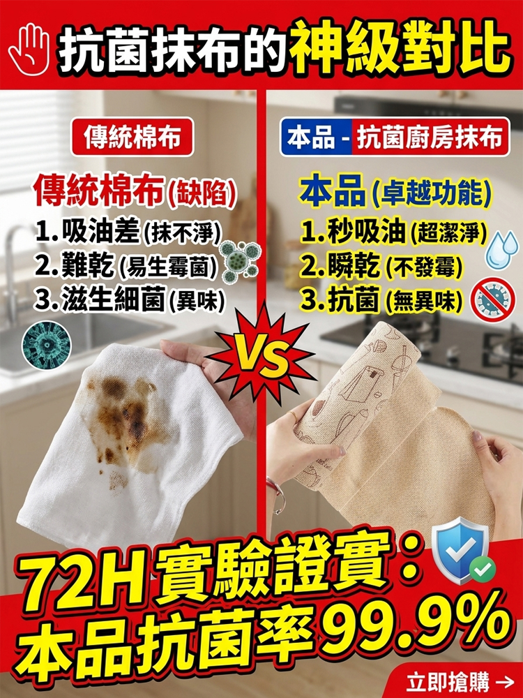 【乾濕兩用超強吸污】印花手撕多功能抹布