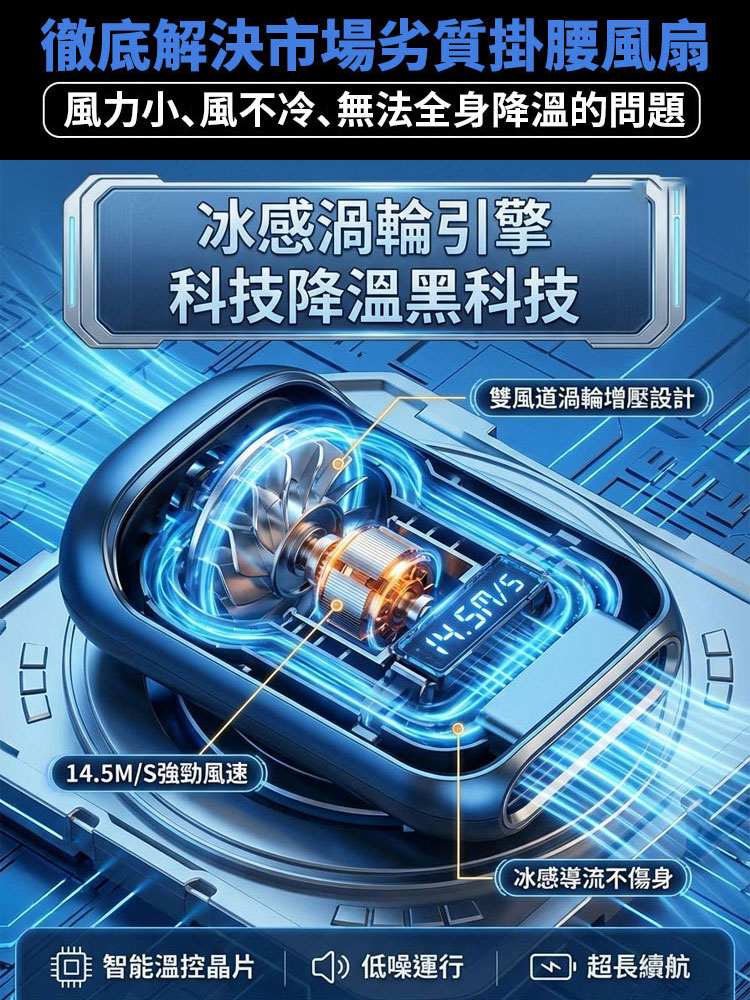 【1秒入冬】冰感降溫掛腰風扇