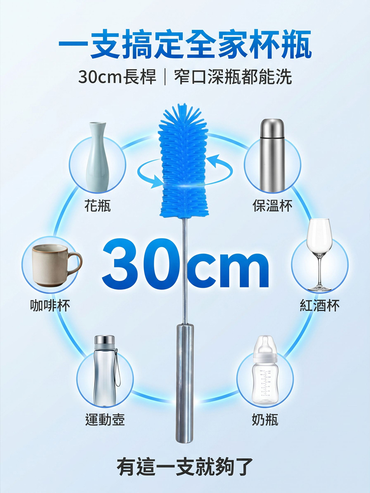 不鏽鋼按壓式旋轉瓶刷