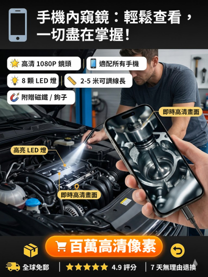 手機連接 防水管內視鏡