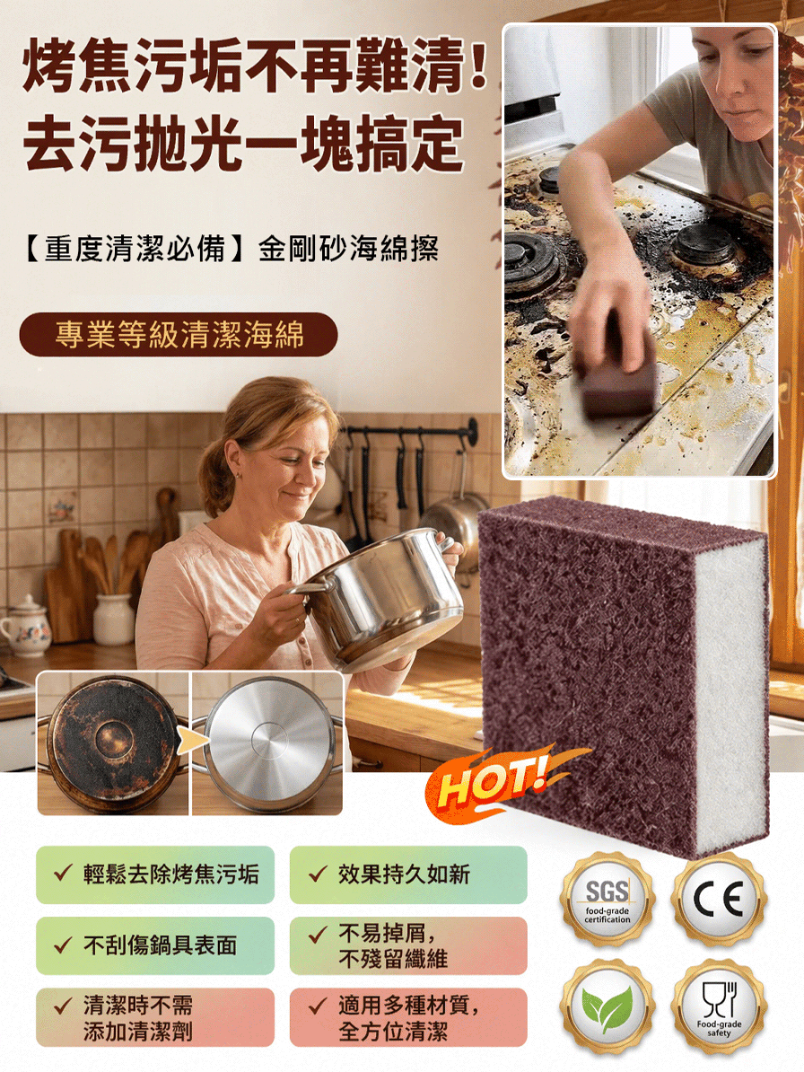 【重度清潔必備】金剛砂海綿擦