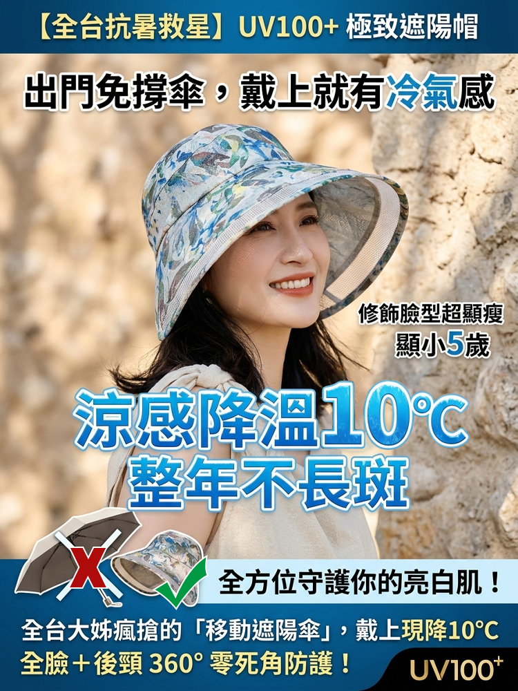 【全台抗暑救星】UV100+極致遮陽帽