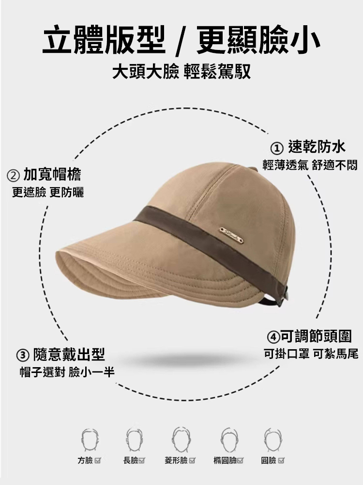 可調式顯臉小漁夫帽