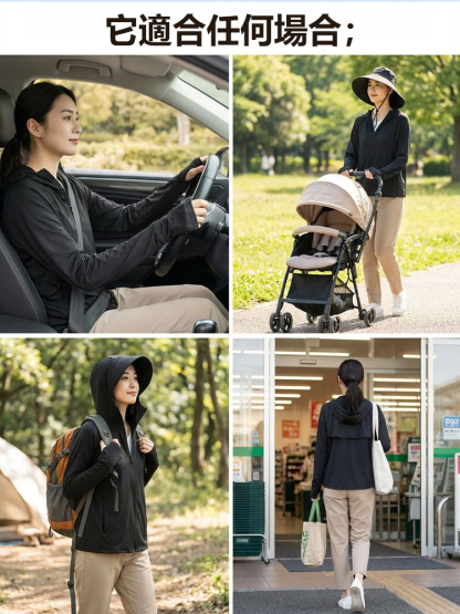 冰絲涼感連帽原紗防曬服