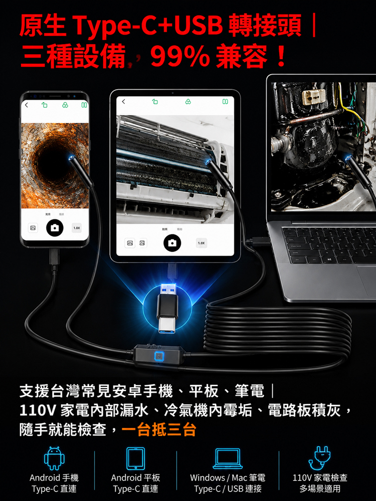 手機連接 防水管內視鏡