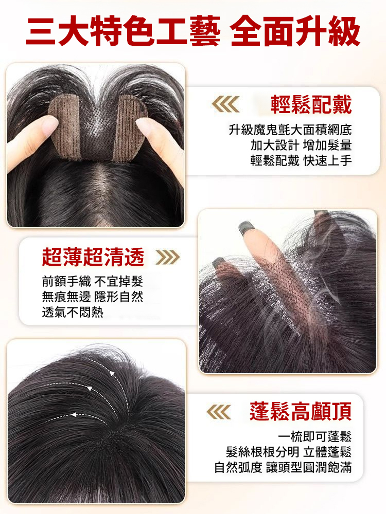 【無需發卡】魔鬼氈瀏海假髮片遮白髮