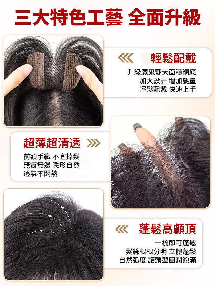 【無需發卡】魔鬼氈瀏海假髮片遮白髮