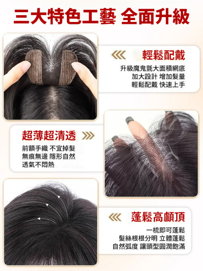 【無需發卡】魔鬼氈瀏海假髮片遮白髮