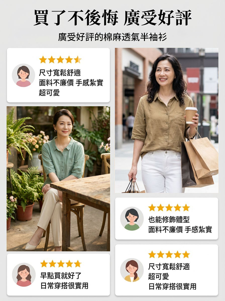 棉麻透氣半袖衫