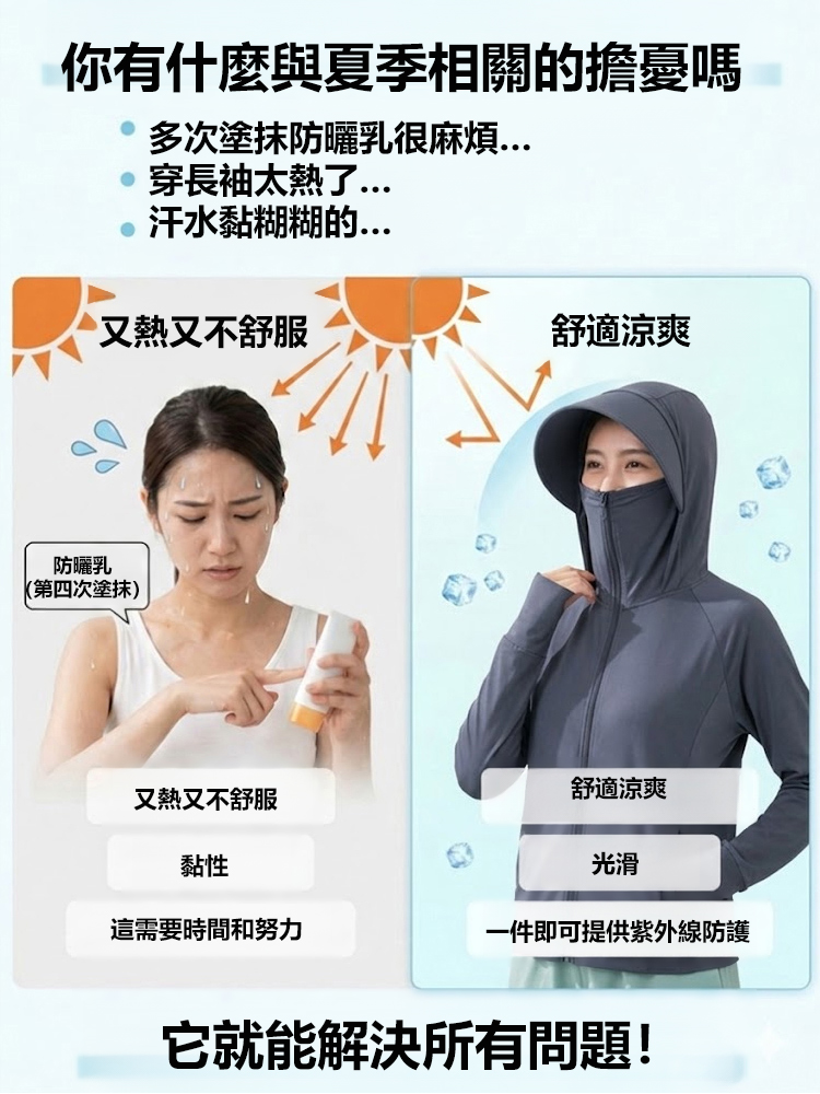冰絲涼感連帽原紗防曬服