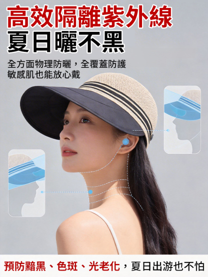 鏤空透氣大帽簷防曬帽
