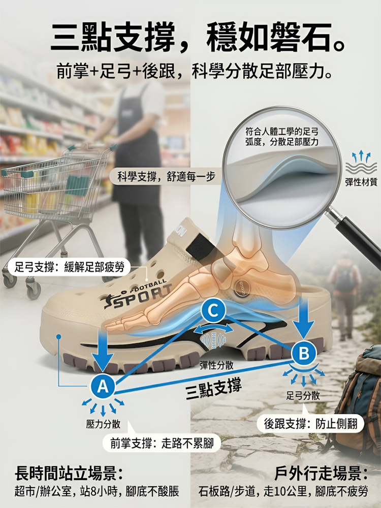 足弓支撐透氣洞洞鞋