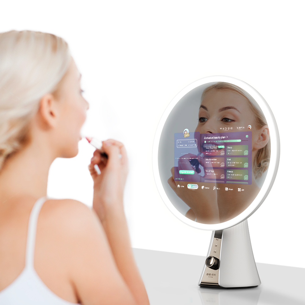 Vercon  New Hot Selling Adjustable LED Light Desktop Smart Beauty Mirror Bluetooth Speaker WiFi Applying Makeup Great Gift Idea