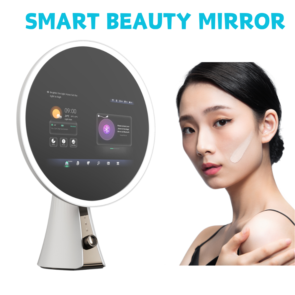 Vercon  New Hot Selling Adjustable LED Light Desktop Smart Beauty Mirror Bluetooth Speaker WiFi Applying Makeup Great Gift Idea