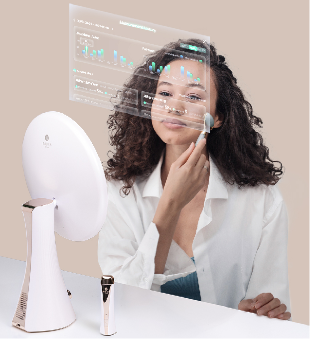 Vercon  New Hot Selling Adjustable LED Light Desktop Smart Beauty Mirror Bluetooth Speaker WiFi Applying Makeup Great Gift Idea