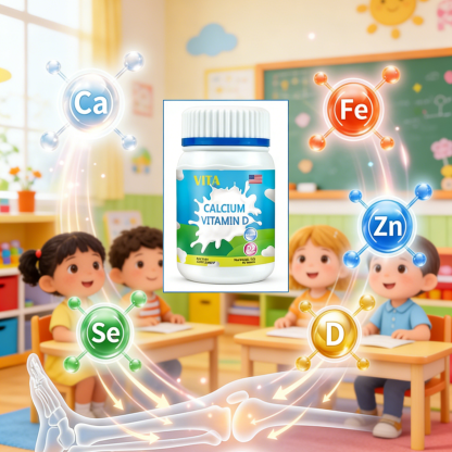 วิตามินเด็กแบบเคี้ยว แคลเซียม เหล็ก สังกะสี ซีลีเนียม | รสผลไม้ทานง่าย | ช่วยเสริมการเจริญเติบโตและภูมิคุ้มกัน | อาหารเสริมสำหรับเด็กวัยเจริญเติบโต