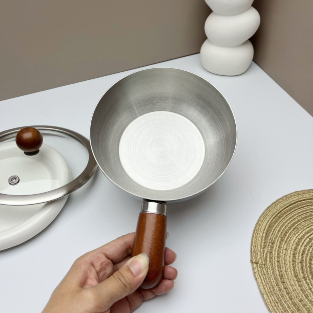 ステンレス製インスタントラーメン鍋、一人用小鍋、高級マホガニースナック鍋、小型調理鍋、ベビーフードサプリメントミルク鍋