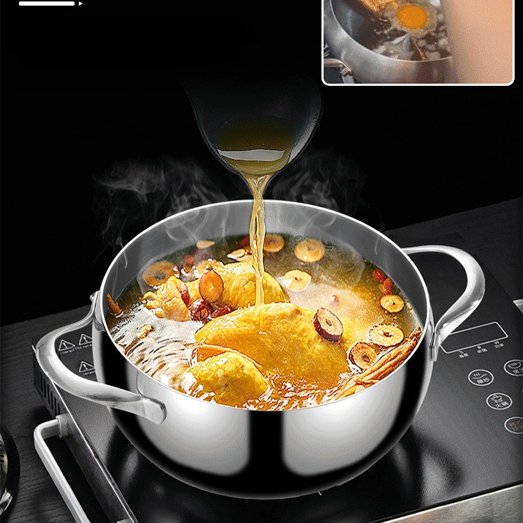 หม้อรูปแอปเปิ้ลสแตนเลสหนาพิเศษ ใช้กับเปลวไฟและเตาแม่เหล็กไฟฟ้าได้