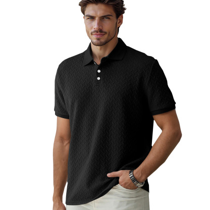 Summer Men's Heavy Jacquard Design Simple Casual Business Loose Polo Short Sleeve