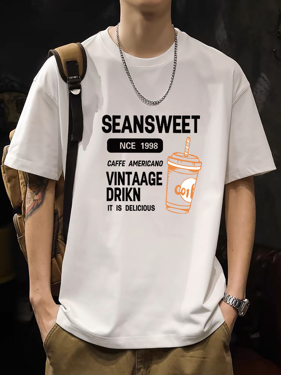 2025 New Korean Style Men's T-Shirt – 200G Premium Cotton Short Sleeve (White)