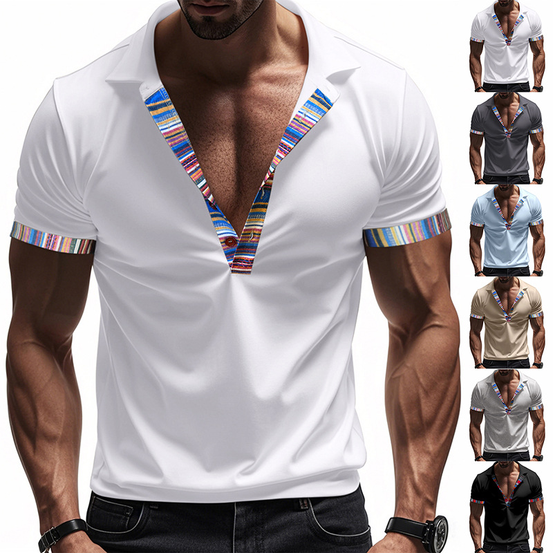 Men's Stretch High Neck Tee – Breathable Slim Fit Summer Shirt