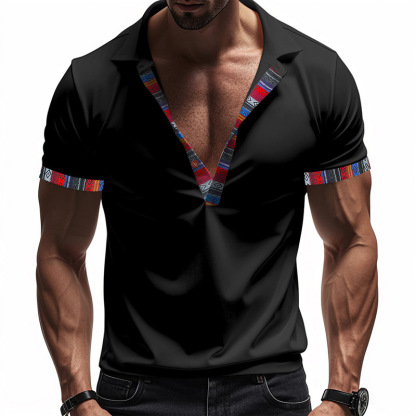 Men's Stretch High Neck Tee – Breathable Slim Fit Summer Shirt
