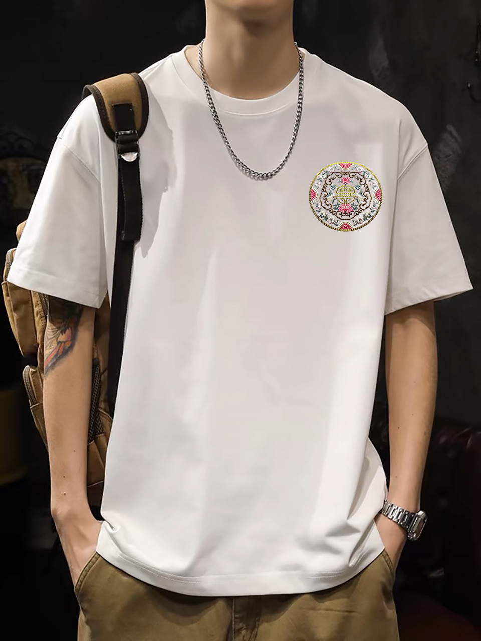 2025 New Korean Style Men's T-Shirt – 200G Premium Cotton Short Sleeve (White)