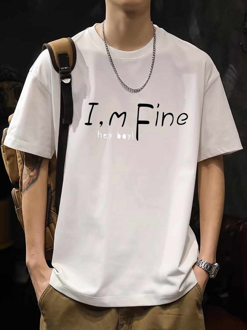 2025 New Korean Style Men's T-Shirt – 200G Premium Cotton Short Sleeve (White)