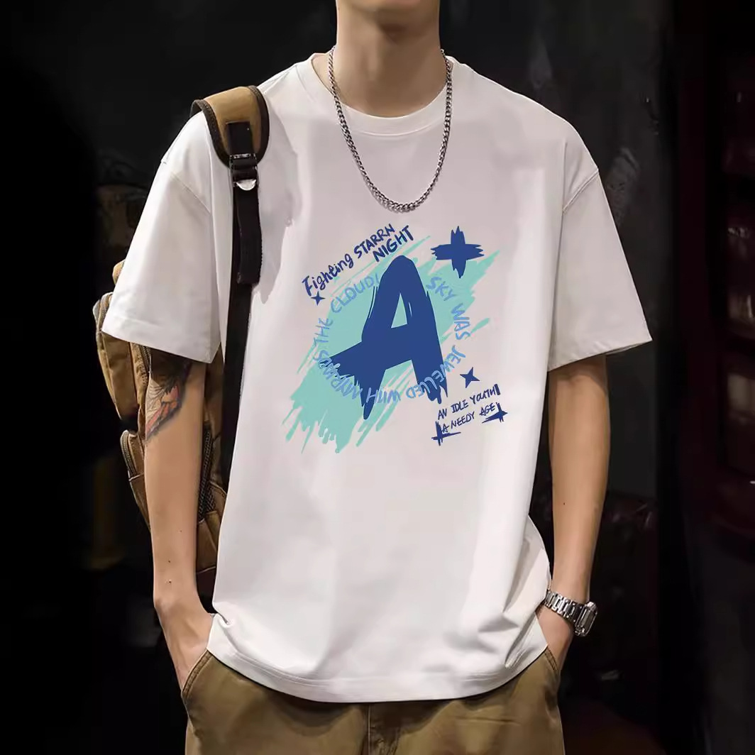 2025 New Korean Style Men's T-Shirt – 200G Premium Cotton Short Sleeve (White)