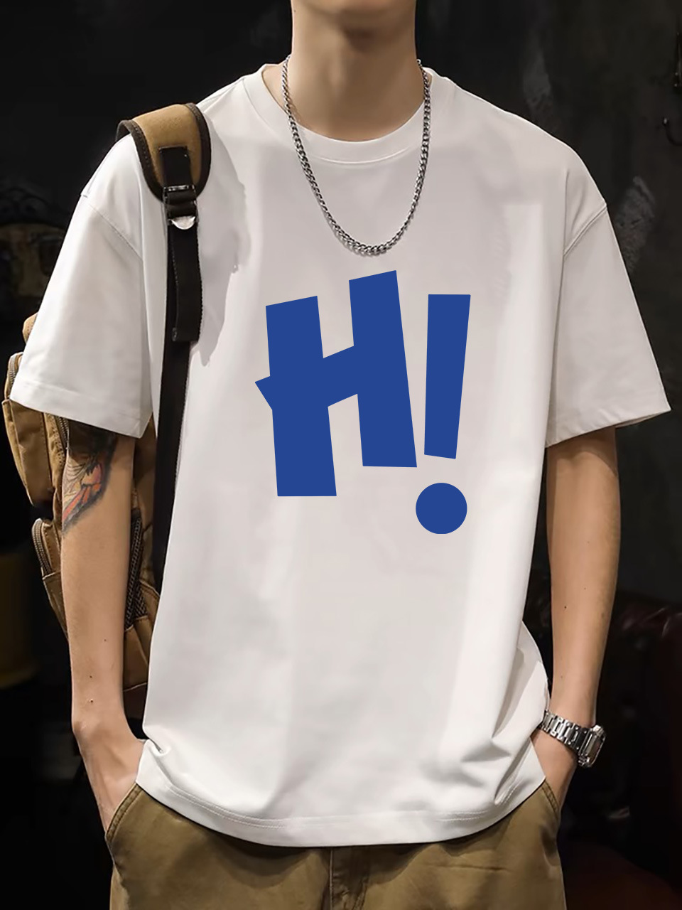 2025 New Korean Style Men's T-Shirt – 200G Premium Cotton Short Sleeve (White)