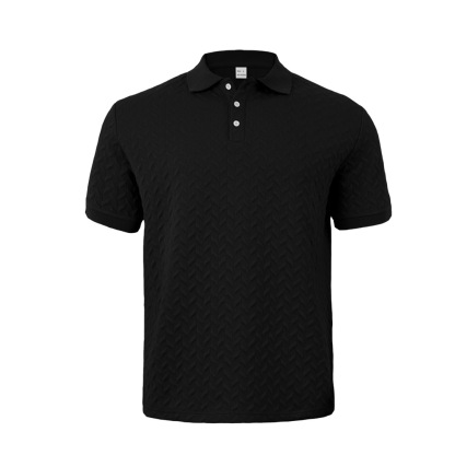 Summer Men's Heavy Jacquard Design Simple Casual Business Loose Polo Short Sleeve