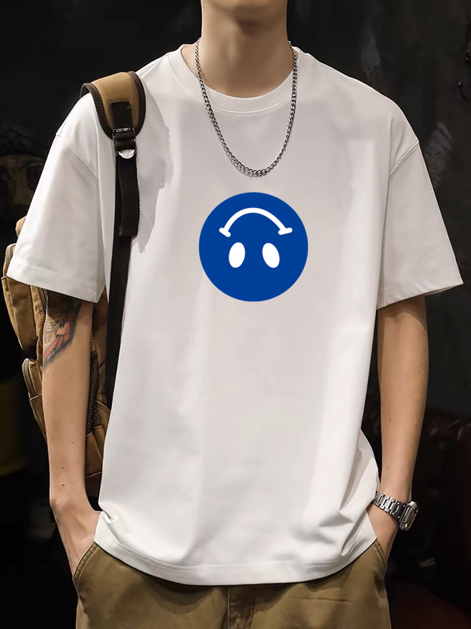 2025 New Korean Style Men's T-Shirt – 200G Premium Cotton Short Sleeve (White)