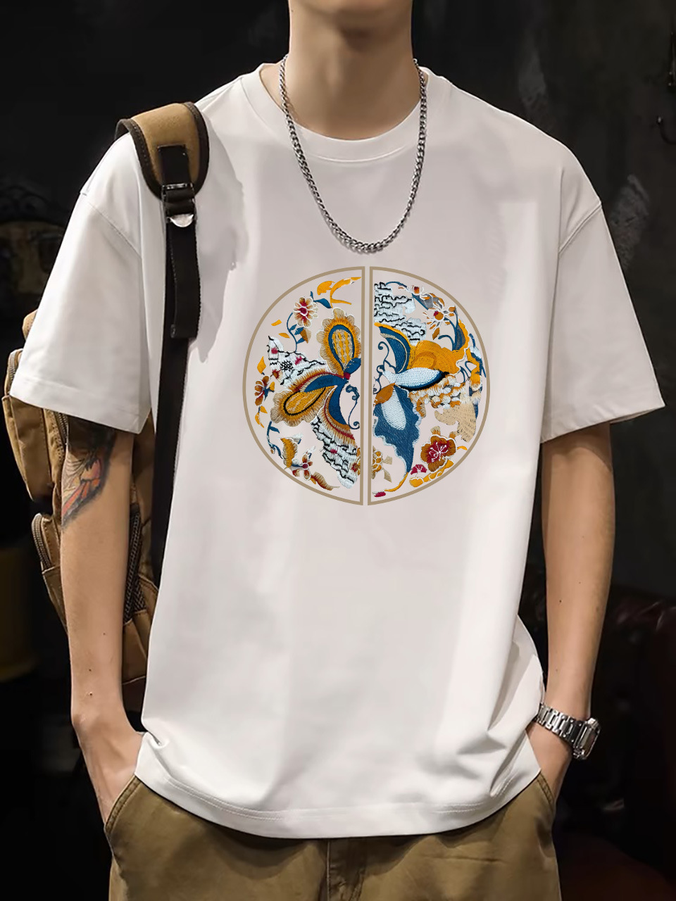 2025 New Korean Style Men's T-Shirt – 200G Premium Cotton Short Sleeve (White)