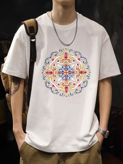 2025 New Korean Style Men's T-Shirt – 200G Premium Cotton Short Sleeve (White)