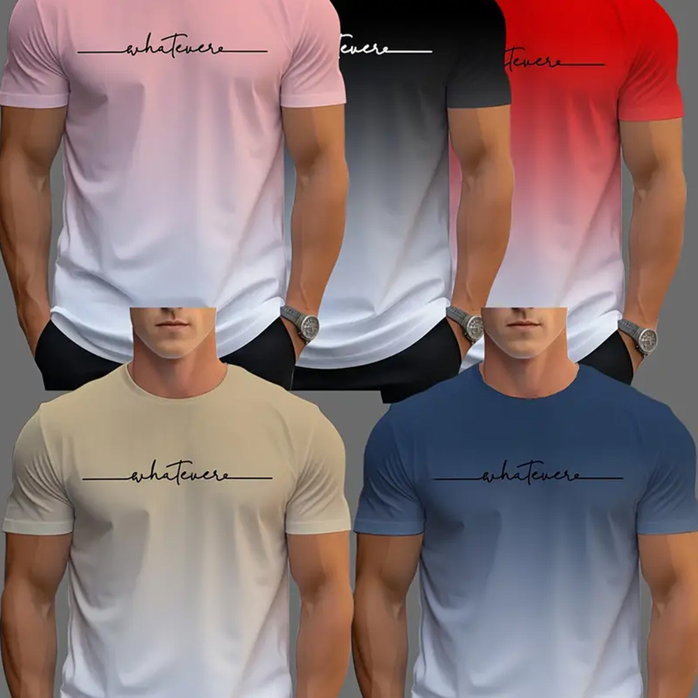 Men's Gradient 3D Print Sports T-Shirt – Summer Fashion Short Sleeve