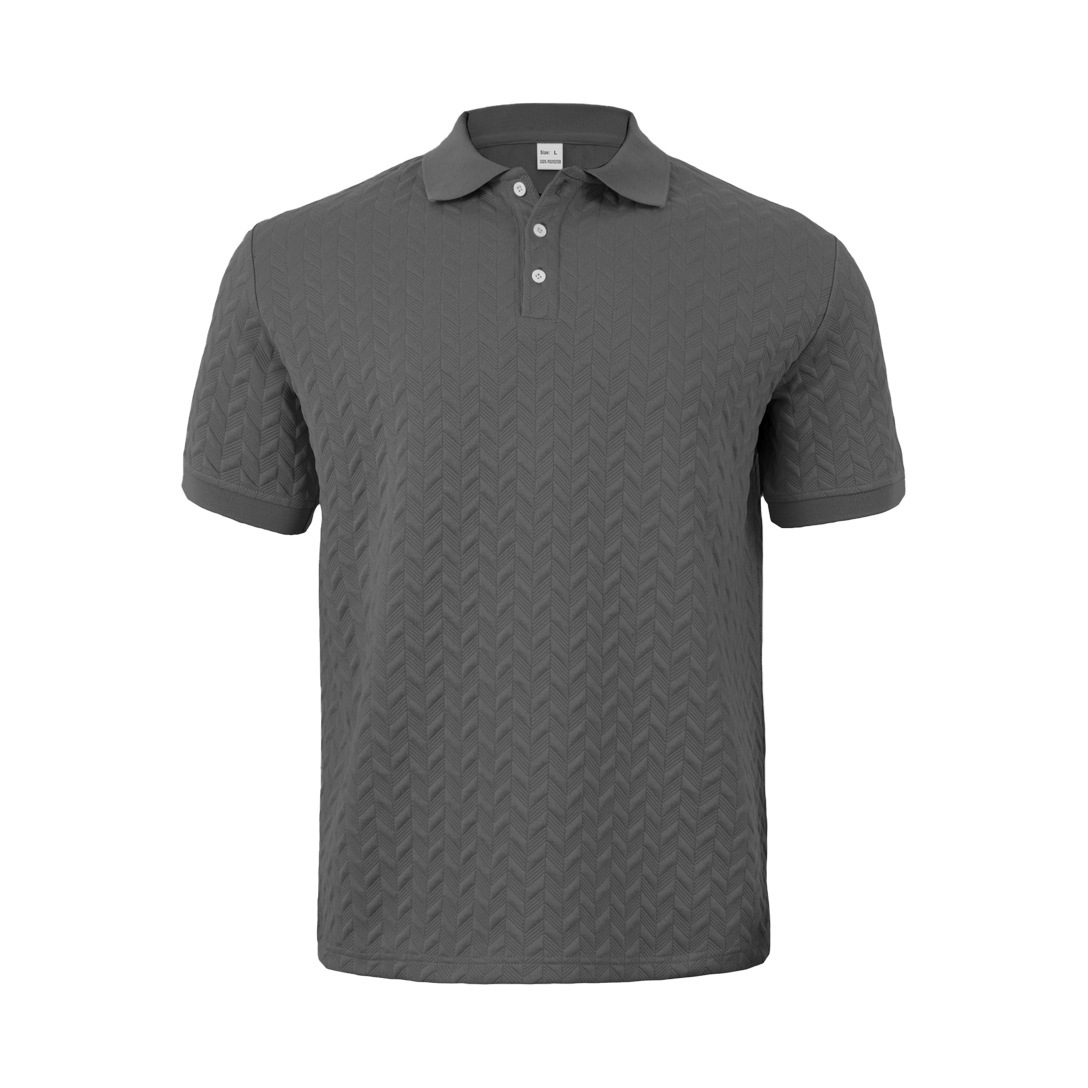 Summer Men's Heavy Jacquard Design Simple Casual Business Loose Polo Short Sleeve