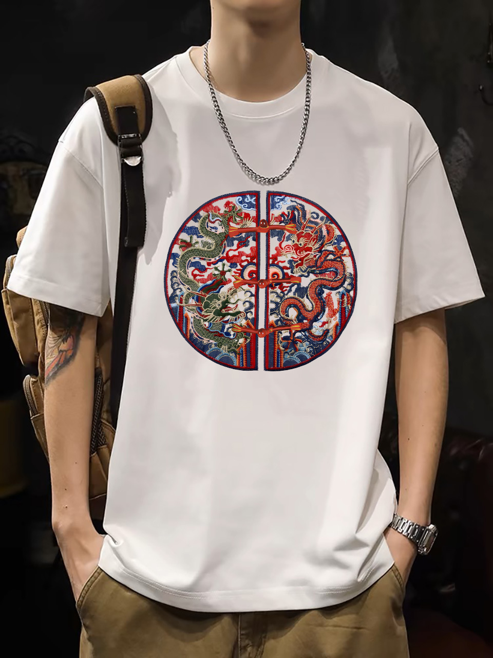 2025 New Korean Style Men's T-Shirt – 200G Premium Cotton Short Sleeve (White)