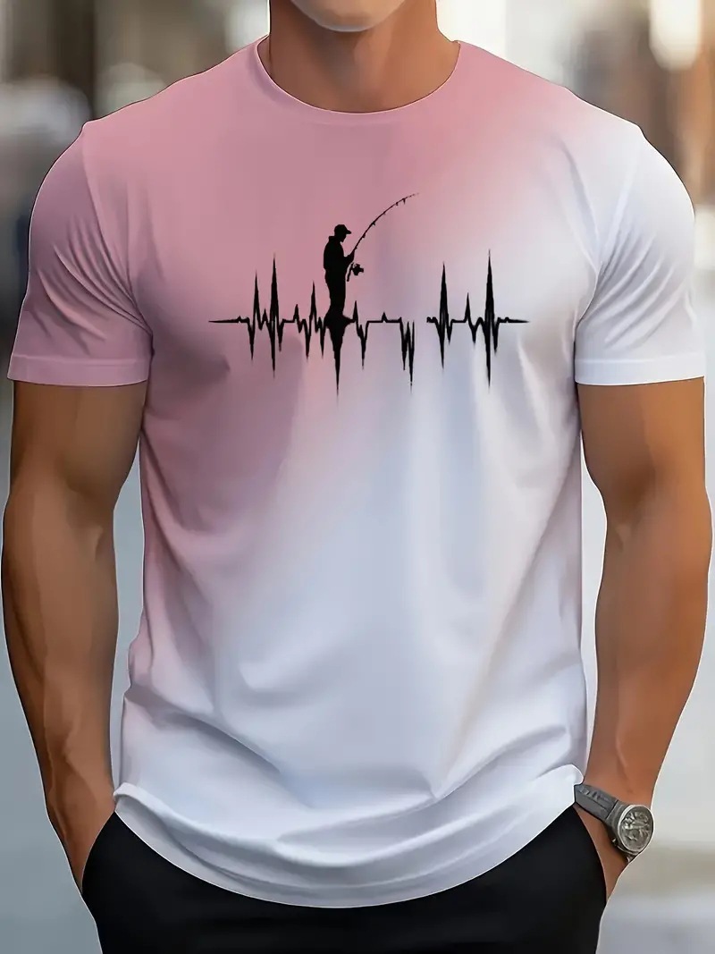 Men's Gradient 3D Print Sports T-Shirt – Summer Fashion Short Sleeve