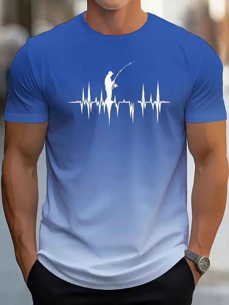 Men's Gradient 3D Print Sports T-Shirt – Summer Fashion Short Sleeve