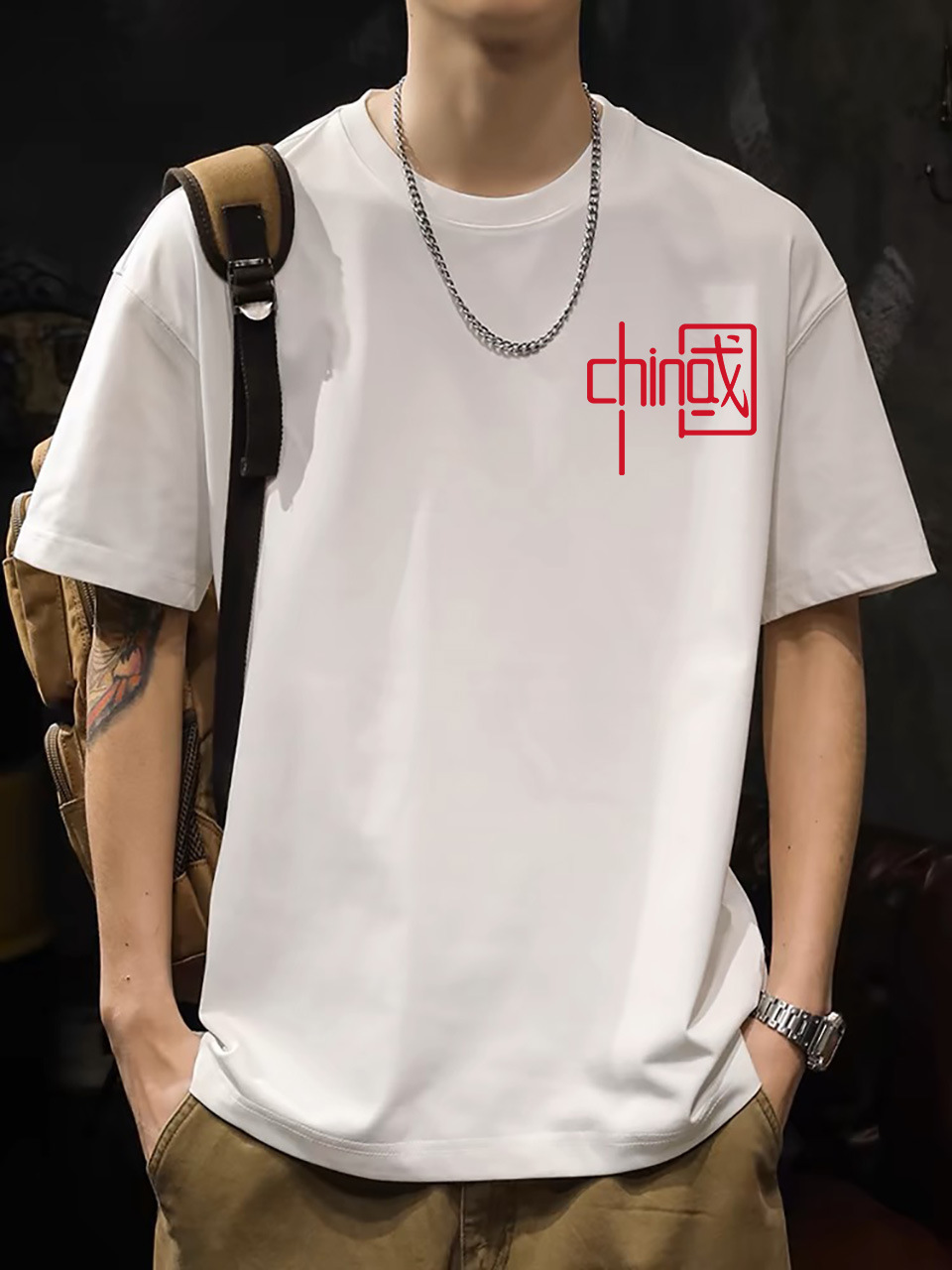 2025 New Korean Style Men's T-Shirt – 200G Premium Cotton Short Sleeve (White)