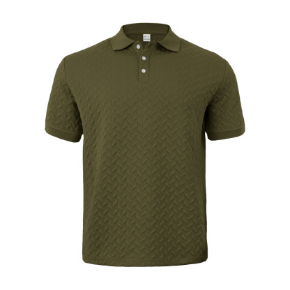 Summer Men's Heavy Jacquard Design Simple Casual Business Loose Polo Short Sleeve