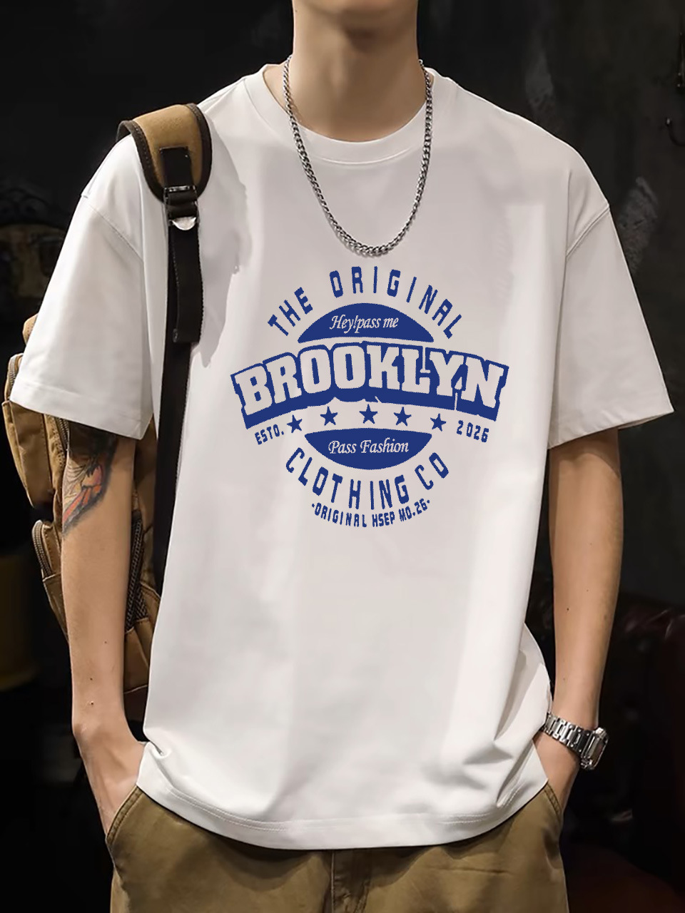 2025 New Korean Style Men's T-Shirt – 200G Premium Cotton Short Sleeve (White)