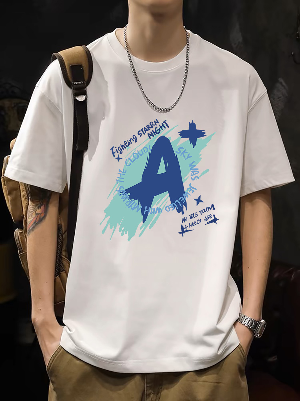 2025 New Korean Style Men's T-Shirt – 200G Premium Cotton Short Sleeve (White)